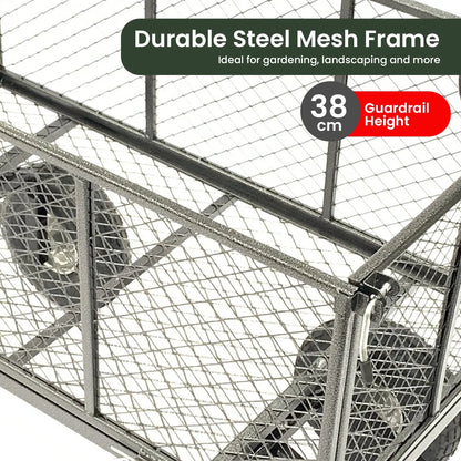 Wallaroo Steel Mesh Garden Trolley Cart - Hammer Grey - Image 8
