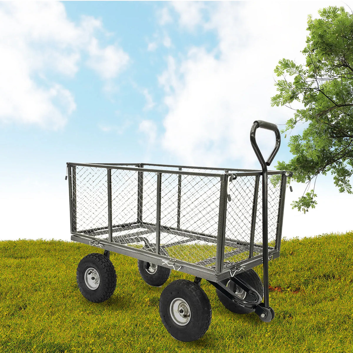 Wallaroo Steel Mesh Garden Trolley Cart - Hammer Grey - Image 9