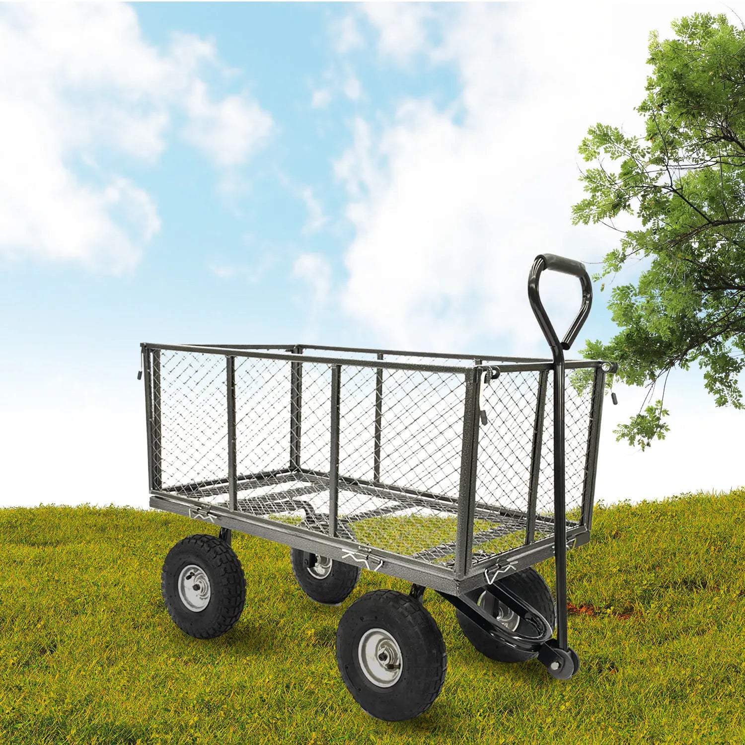 Wallaroo Steel Mesh Garden Trolley Cart - Hammer Grey - Image 9