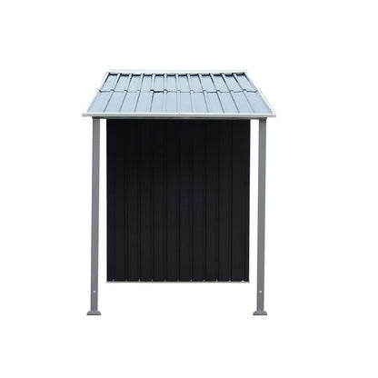 Wallaroo 4x8ft Zinc Steel Garden Shed with Open Storage - Black - Image 3