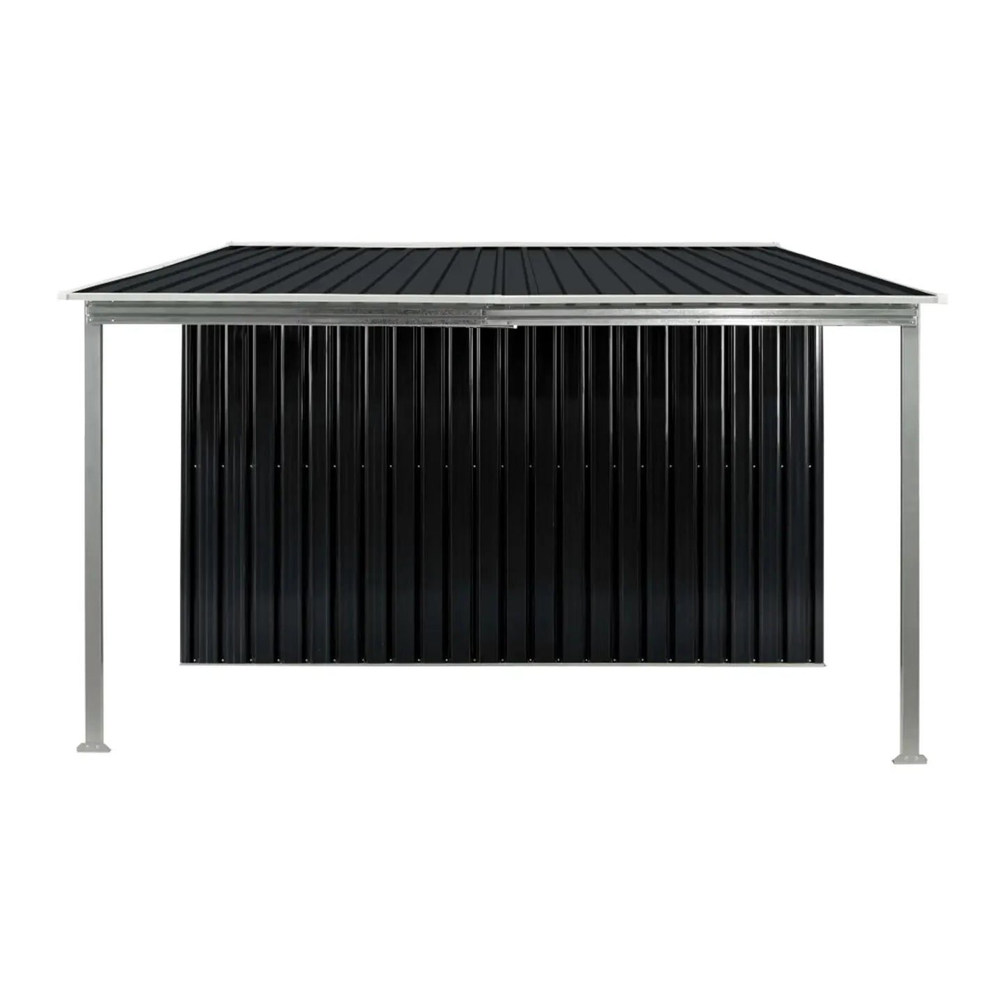 Wallaroo 6x8ft Zinc Steel Garden Shed with Open Storage - Black - Image 3
