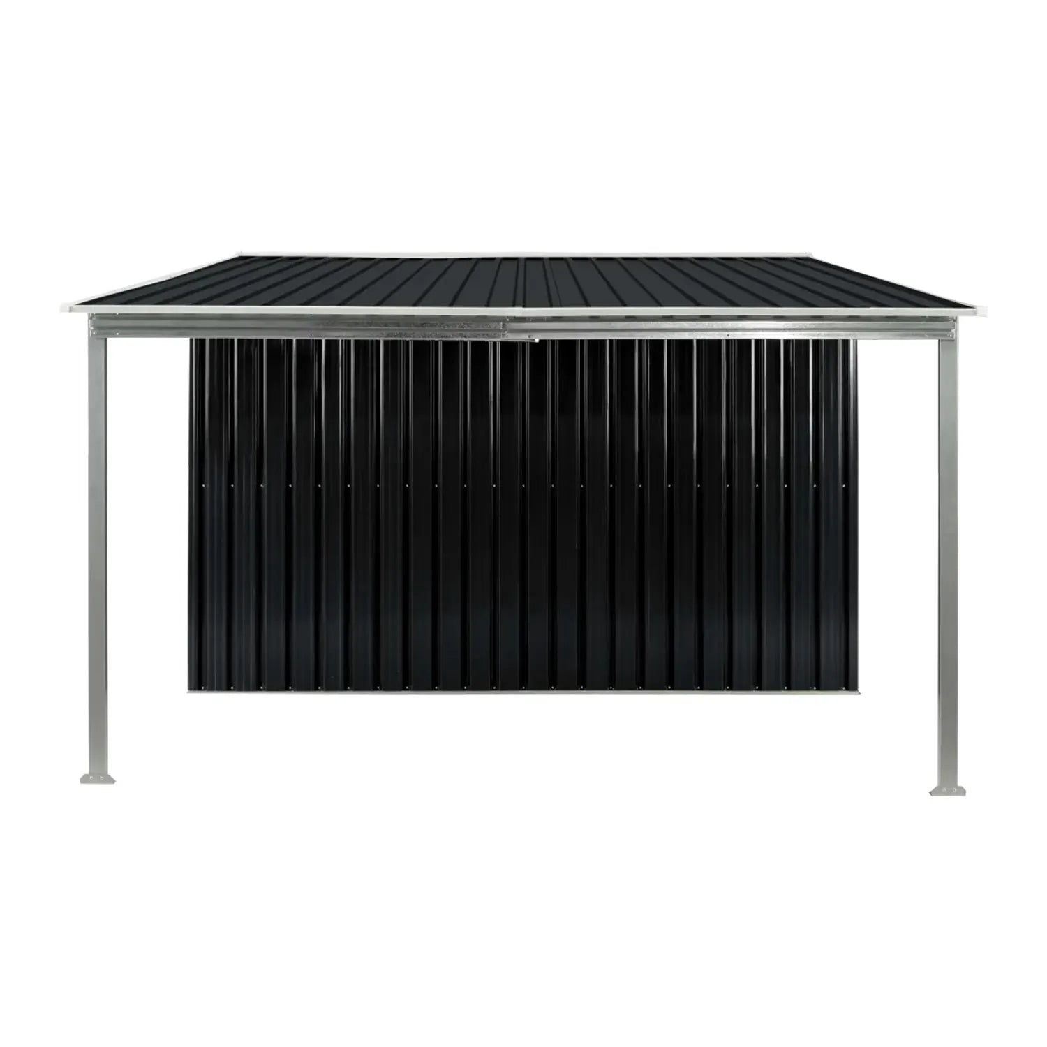 Wallaroo 6x8ft Zinc Steel Garden Shed with Open Storage - Black - Image 3