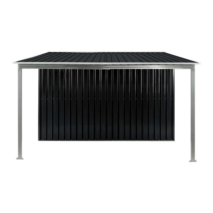 Wallaroo 6x8ft Zinc Steel Garden Shed with Open Storage - Black - Image 3