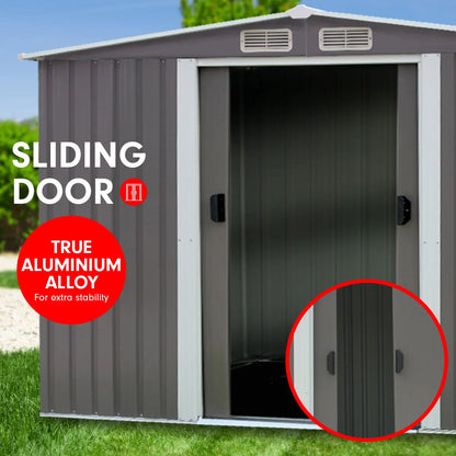 Wallaroo Garden Shed Spire Roof 8ft x 8ft Outdoor Storage Shelter - Grey - Image 4