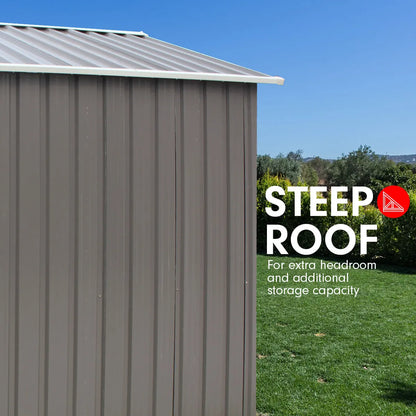 Wallaroo Garden Shed Spire Roof 8ft x 8ft Outdoor Storage Shelter - Grey - Image 7