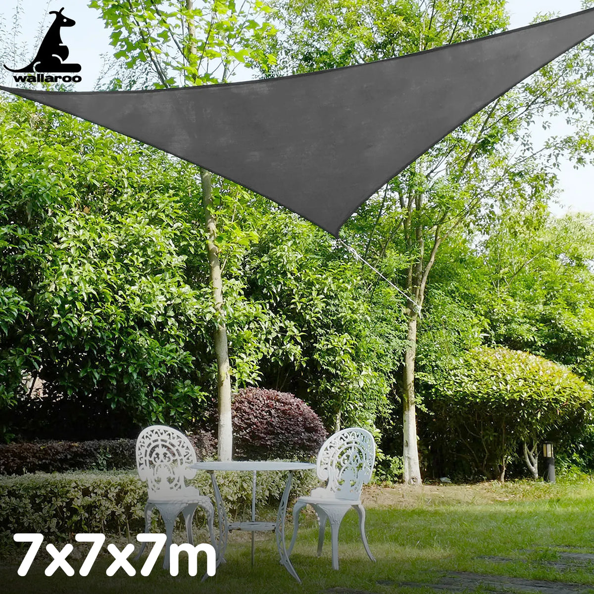 Wallaroo Outdoor Sun Shade Sail Canopy Grey Triangle 7 x 7 x 7M - Image 6