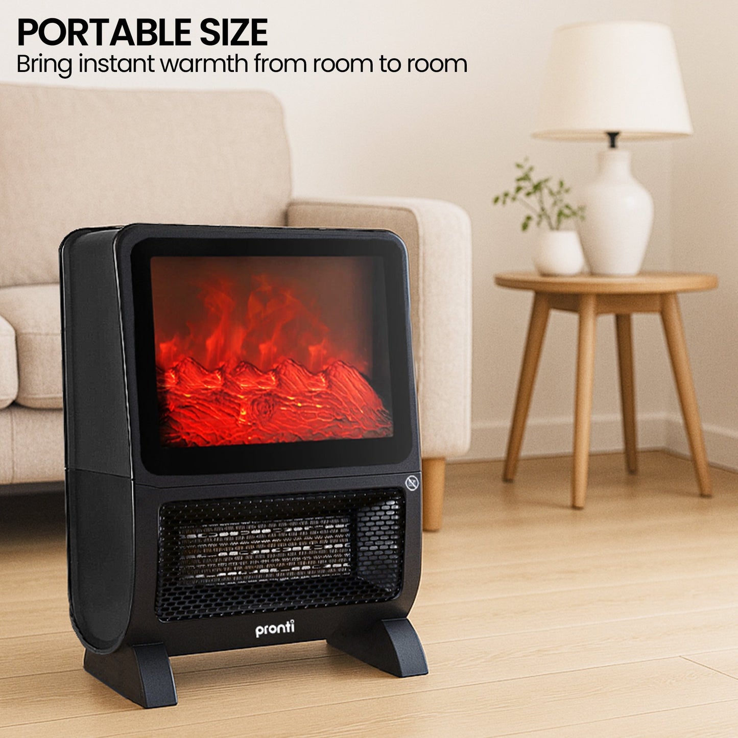 Pronti 2000W 3D Fire PTC Electric Portable Room Heater - Image 4