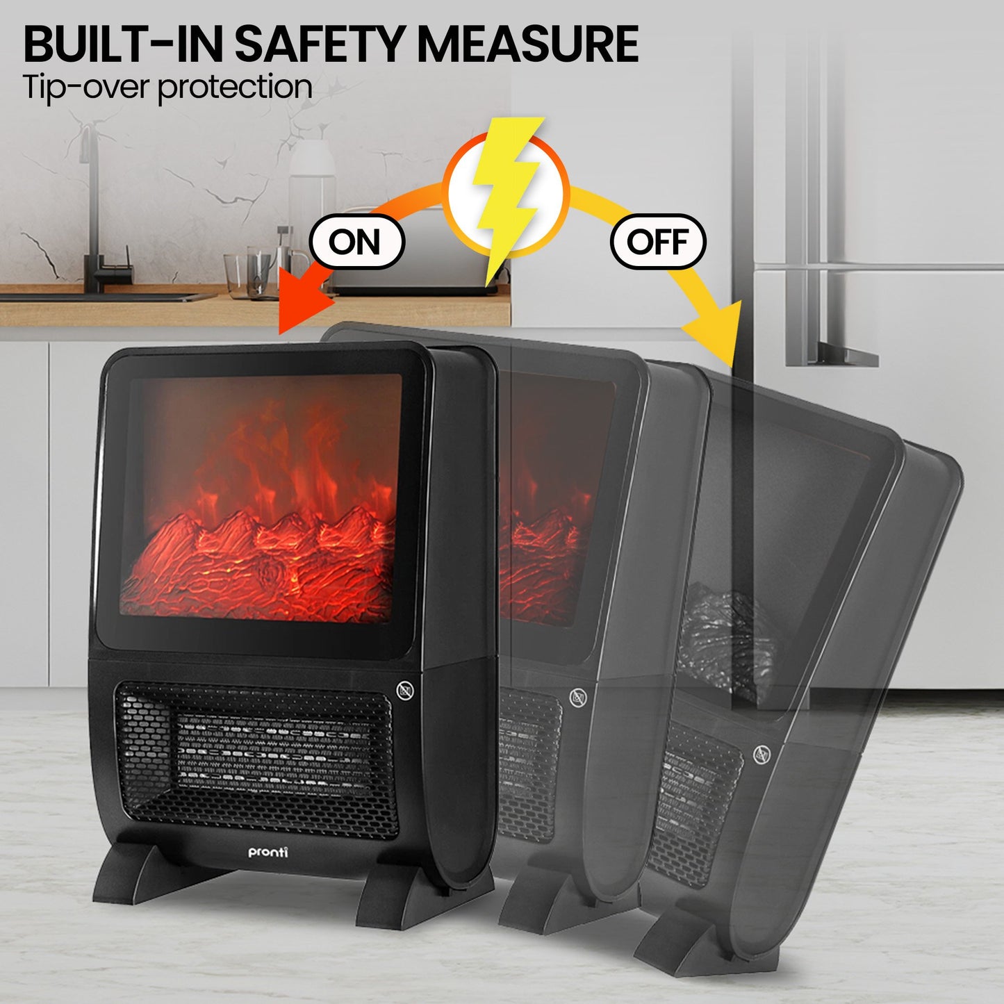 Pronti 2000W 3D Fire PTC Electric Portable Room Heater - Image 8