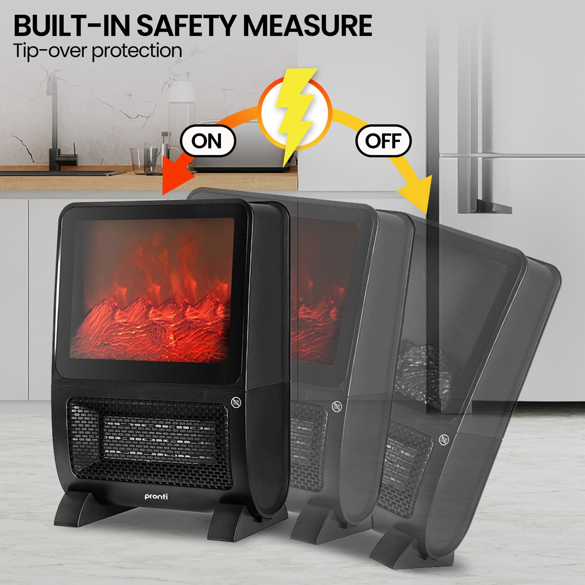 Pronti 2000W 3D Fire PTC Electric Portable Room Heater - Image 8