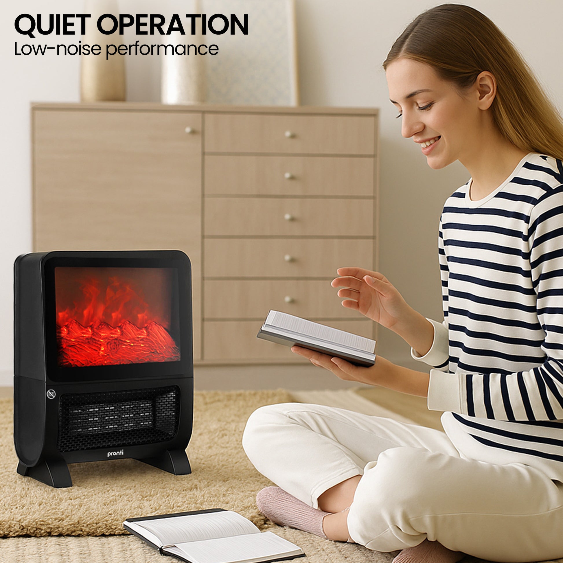 Pronti 2000W 3D Fire PTC Electric Portable Room Heater - Image 9