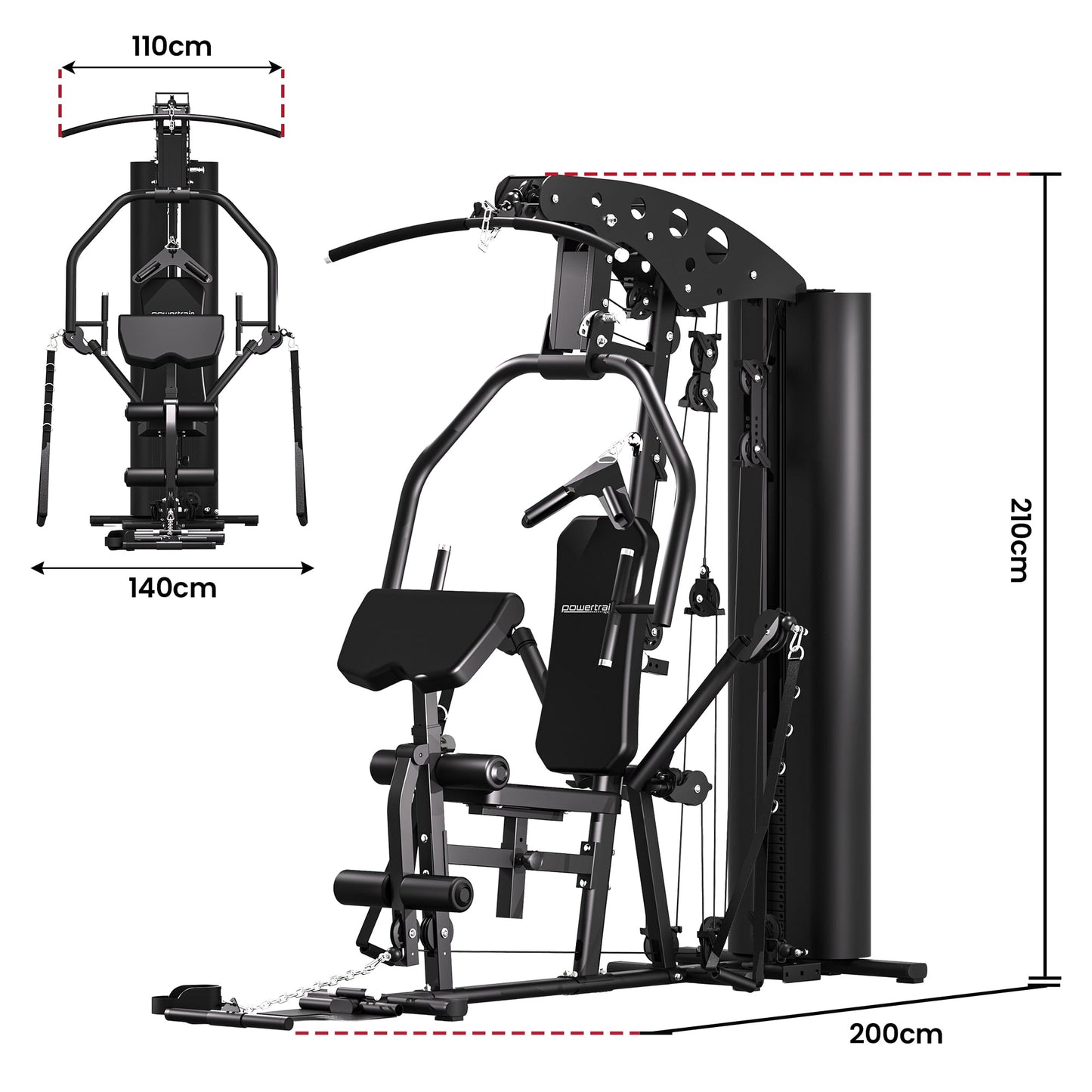 Powertrain Home Multi Gym 560 Full Body Training with 90kg Weight Stack Home Gym - Image 5