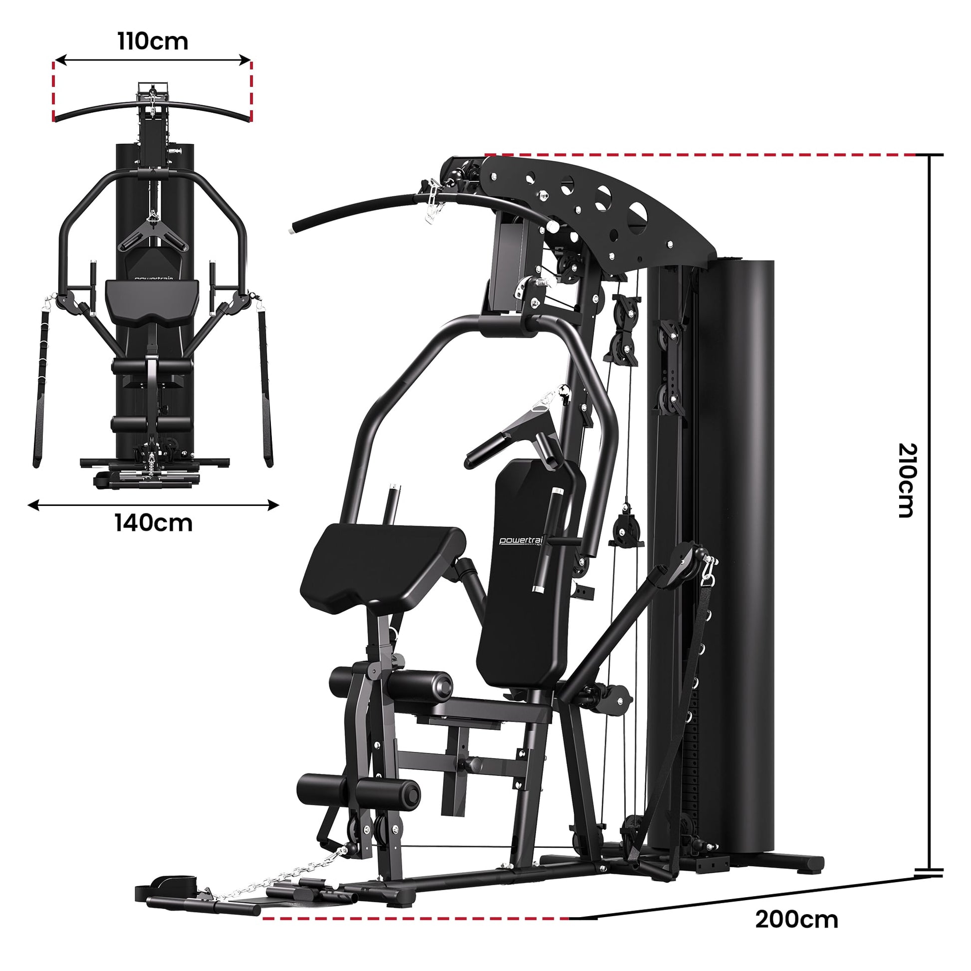 Powertrain Home Multi Gym 560 Full Body Training with 90kg Weight Stack Home Gym - Image 5