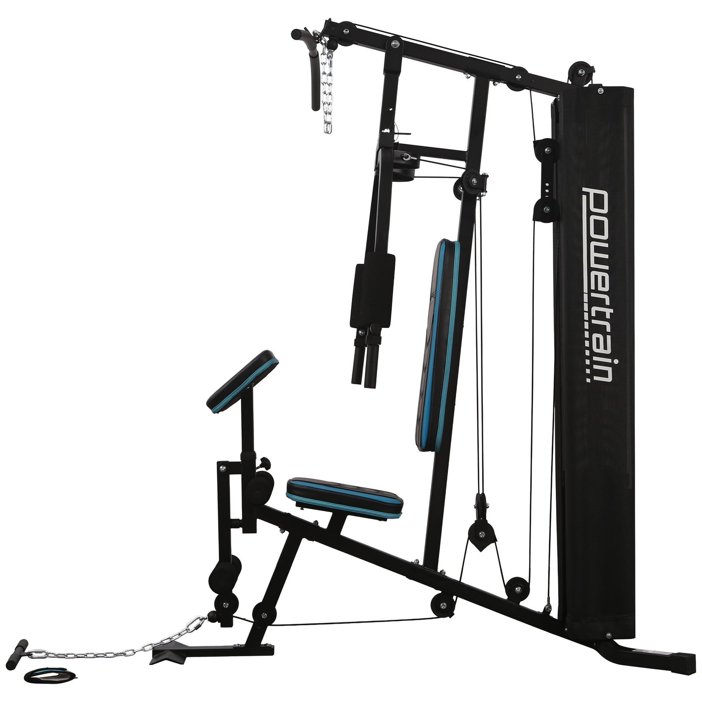 Powertrain JX-300 Multi Station Home Gym 44kg Weight Stack Cable Machine, Curl Pad Leg Extension and Pull-down Bar - Image 4
