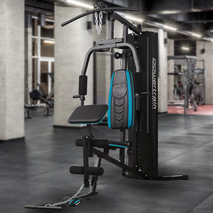 Powertrain JX-300 Multi Station Home Gym 44kg Weight Stack Cable Machine, Curl Pad Leg Extension and Pull-down Bar - Image 8