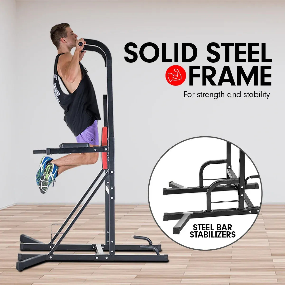 Powertrain Power Tower J06 Multifunction Strength Training Station with Pull-Up Bar Leg Raise Station Dip Bar - Image 5
