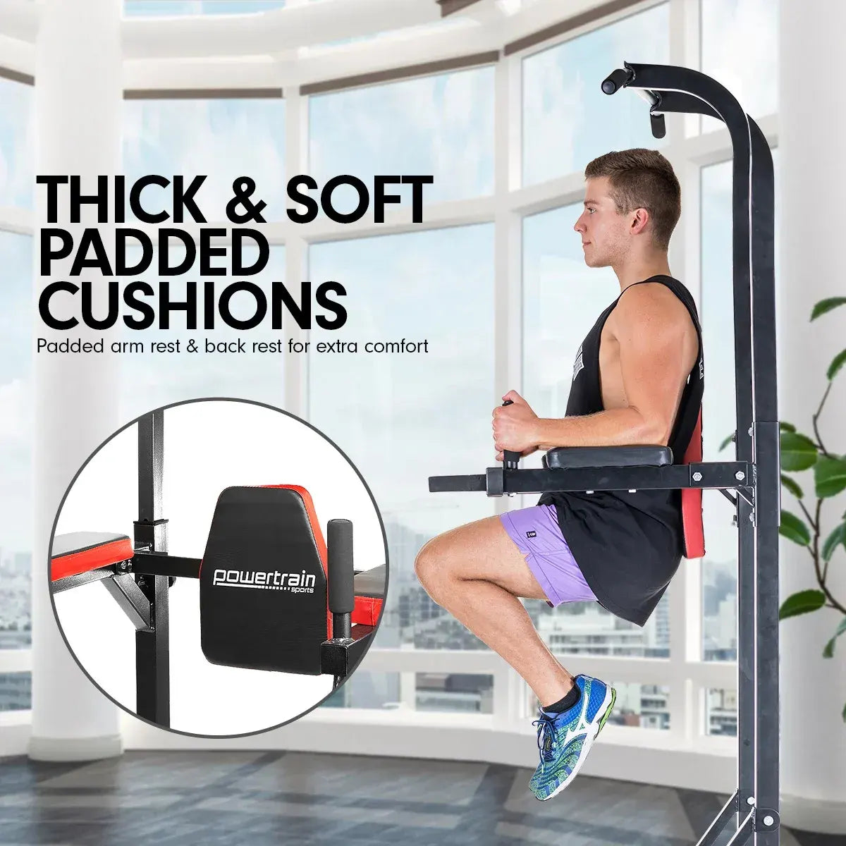 Powertrain Power Tower J06 Multifunction Strength Training Station with Pull-Up Bar Leg Raise Station Dip Bar - Image 7