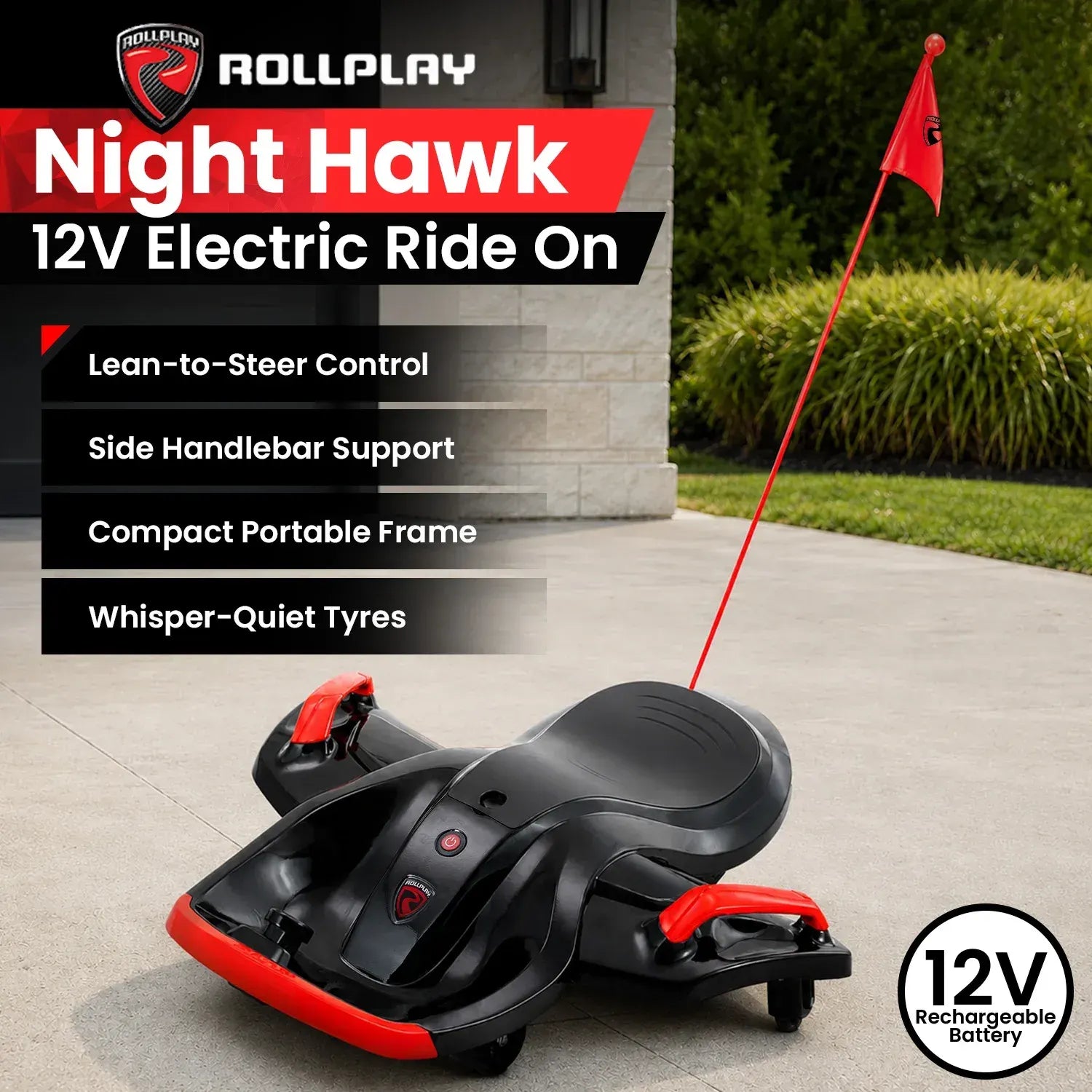 Kahuna Rollplay Nighthawk Bolt 12V Electric Ride-On Go Kart for Kids - Image 2