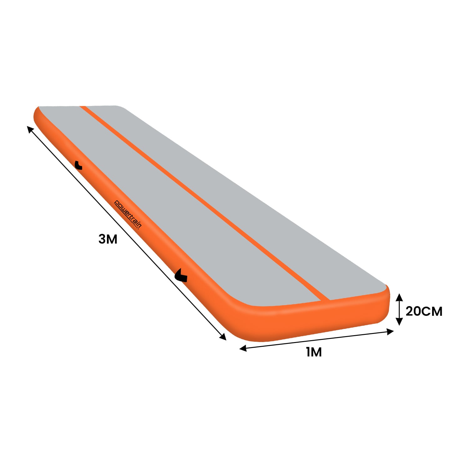 Powertrain Airtrack 20cm Thick 3m x 1m Inflatable Gymnastics Tumbling Mat Air Track - Orange - Image 3