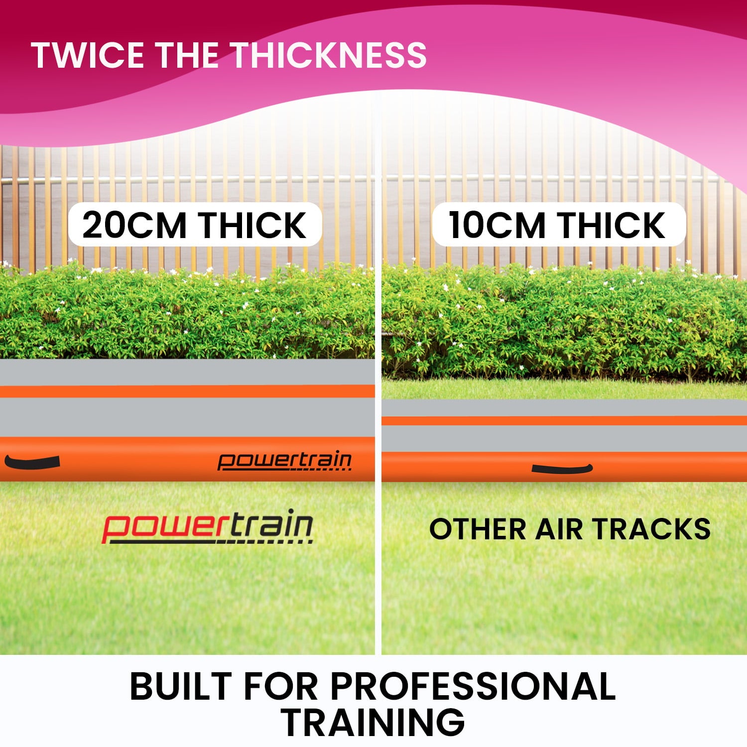 Powertrain Airtrack 20cm Thick 3m x 1m Inflatable Gymnastics Tumbling Mat Air Track - Orange - Image 6
