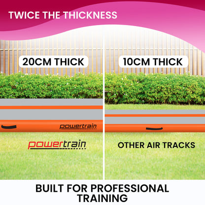 Powertrain Airtrack 20cm Thick 3m x 1m Inflatable Gymnastics Tumbling Mat Air Track - Orange - Image 6