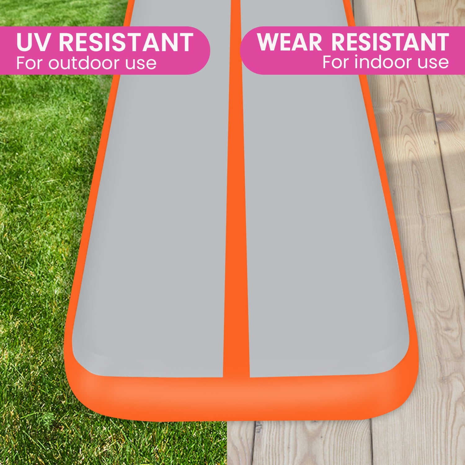 Powertrain Airtrack 20cm Thick 3m x 1m Inflatable Gymnastics Tumbling Mat Air Track - Orange - Image 8