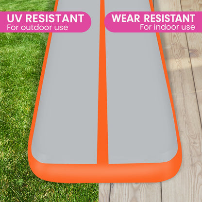 Powertrain Airtrack 20cm Thick 3m x 1m Inflatable Gymnastics Tumbling Mat Air Track - Orange - Image 8
