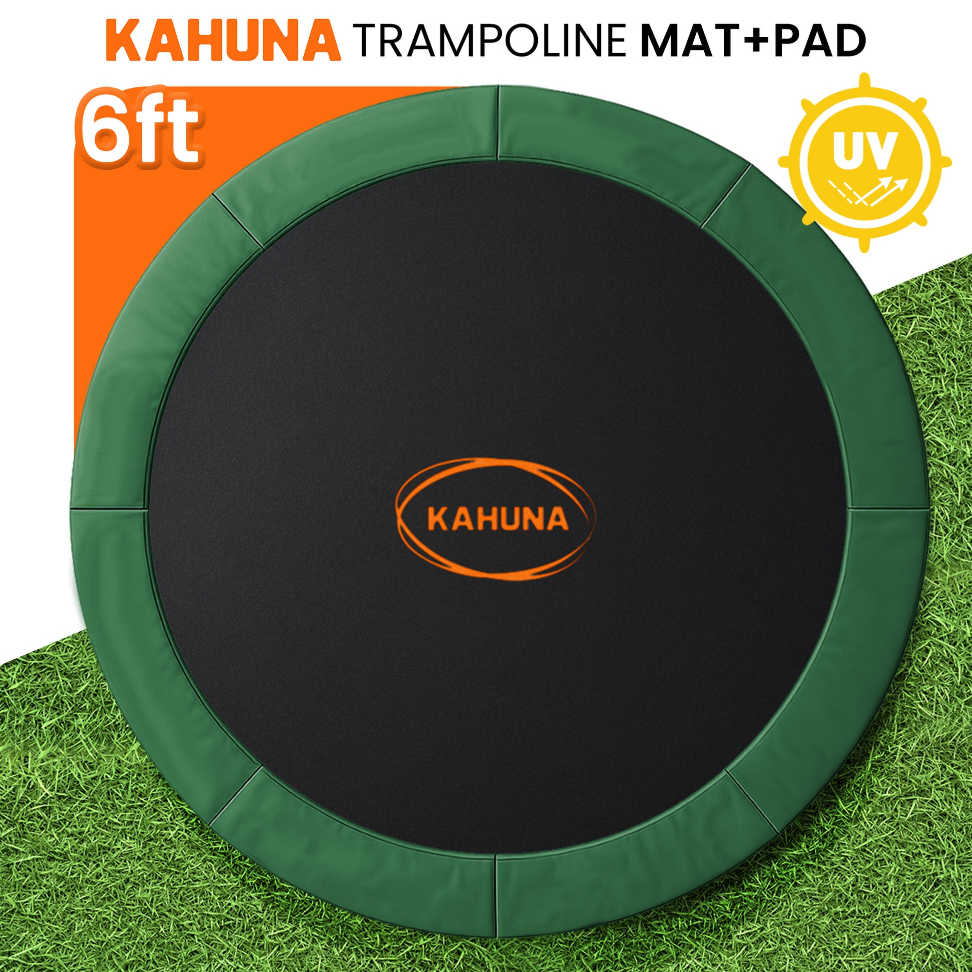Kahuna 6ft Trampoline Replacememnt Safety Pad Cover and Spring Jumping Bounce Mat Green - Image 2