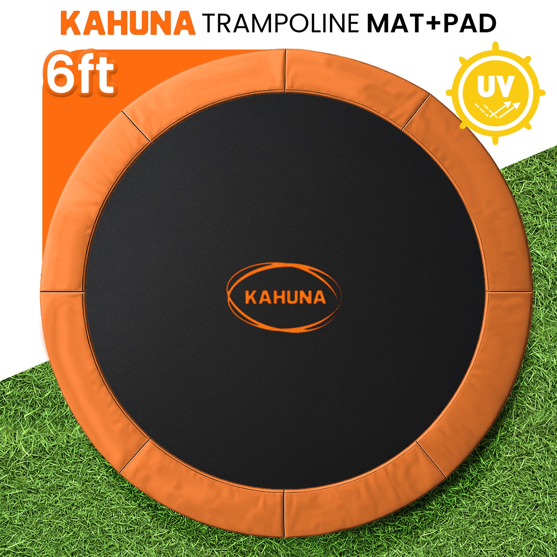 Kahuna 6ft Trampoline Replacememnt Safety Pad Cover and Spring Jumping Bounce Mat Orange - Image 2