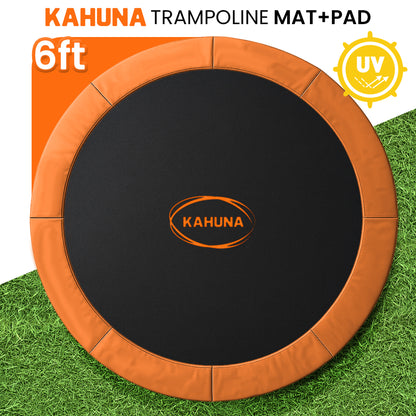 Kahuna 6ft Trampoline Replacememnt Safety Pad Cover and Spring Jumping Bounce Mat Orange - Image 2