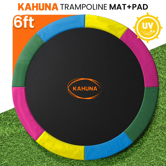 Kahuna 6ft Trampoline Replacememnt Safety Pad Cover and Spring Jumping Bounce Mat Rainbow - Image 2