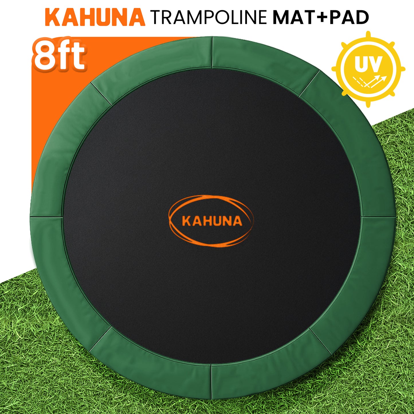 Kahuna 8ft Replacement Trampoline Safety Pad Cover and Jumping Spring Mat - Green - Image 2