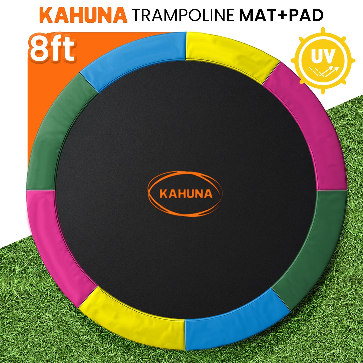 Kahuna 8ft Replacement Trampoline Safety Pad Cover and Jumping Spring Mat - Rainbow - Image 2