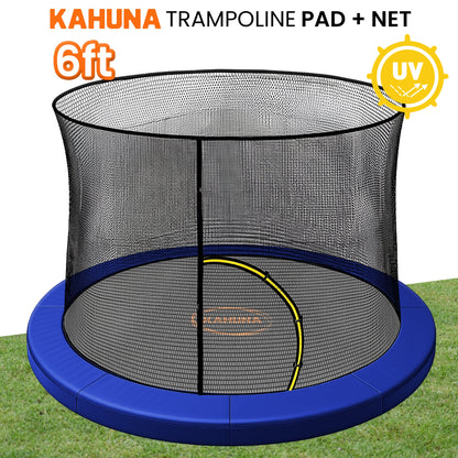 Kahuna 6ft Replacement Trampoline Safety Pad Cover and Safety Net Set Blue - Image 2