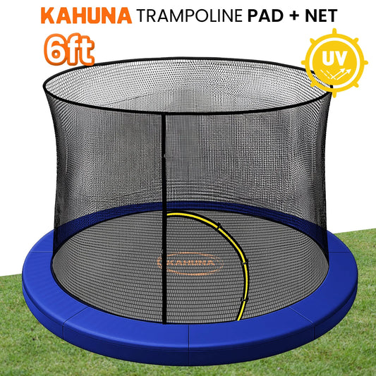 Kahuna 6ft Replacement Trampoline Safety Pad Cover and Safety Net Set Blue - Image 2