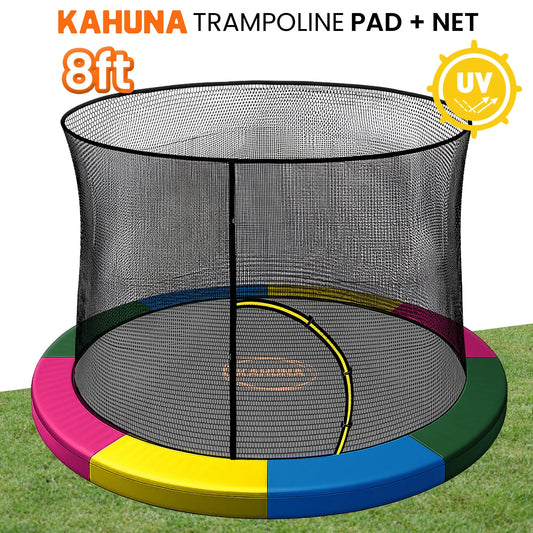 Kahuna 8ft Trampoline Pad and Net - Rainbow - Image 2