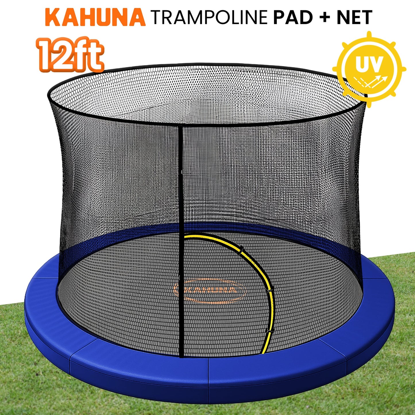 Kahuna 12ft Trampoline Pad and Net - Blue - Image 2