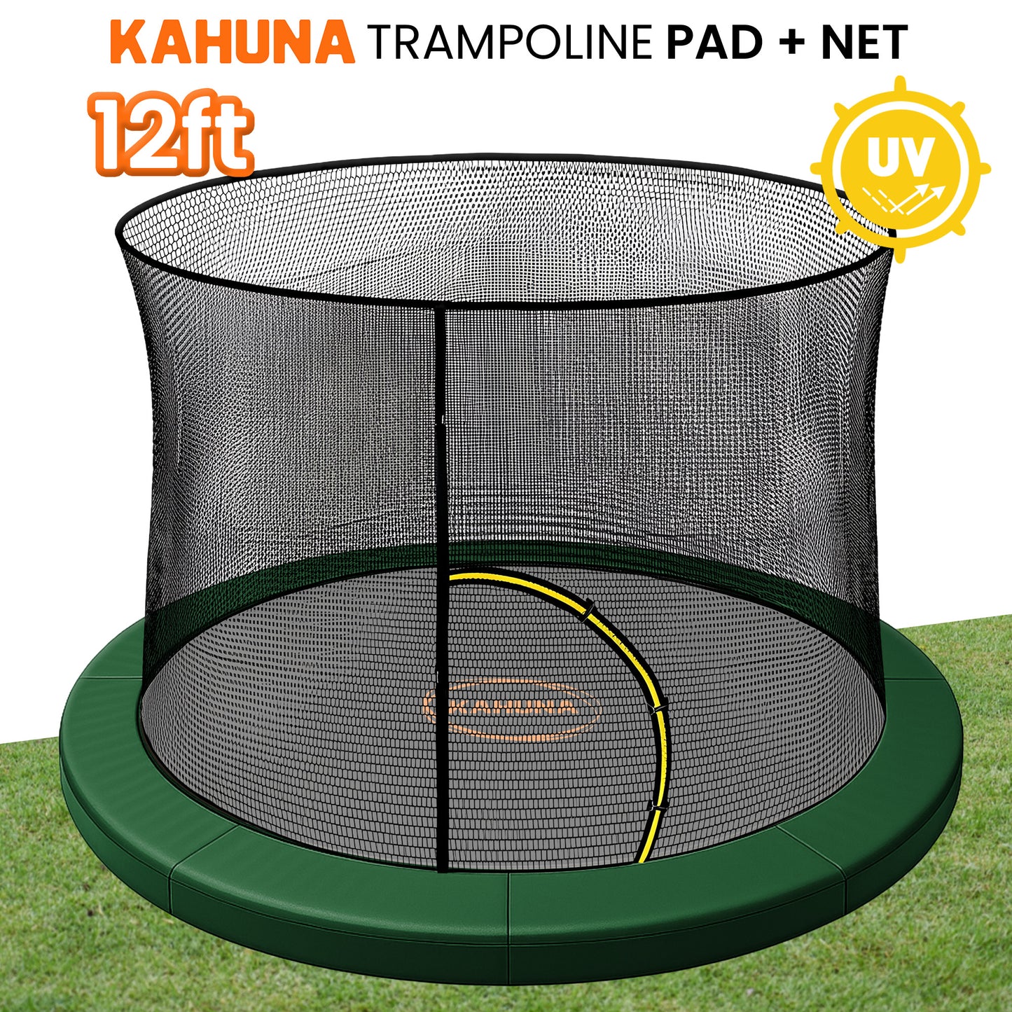 Kahuna 12ft Trampoline Pad and Net - Green - Image 2