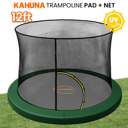Kahuna 12ft Trampoline Pad and Net - Green - Image 2