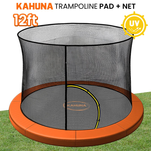 Kahuna 12ft Trampoline Pad and Net - Orange - Image 2