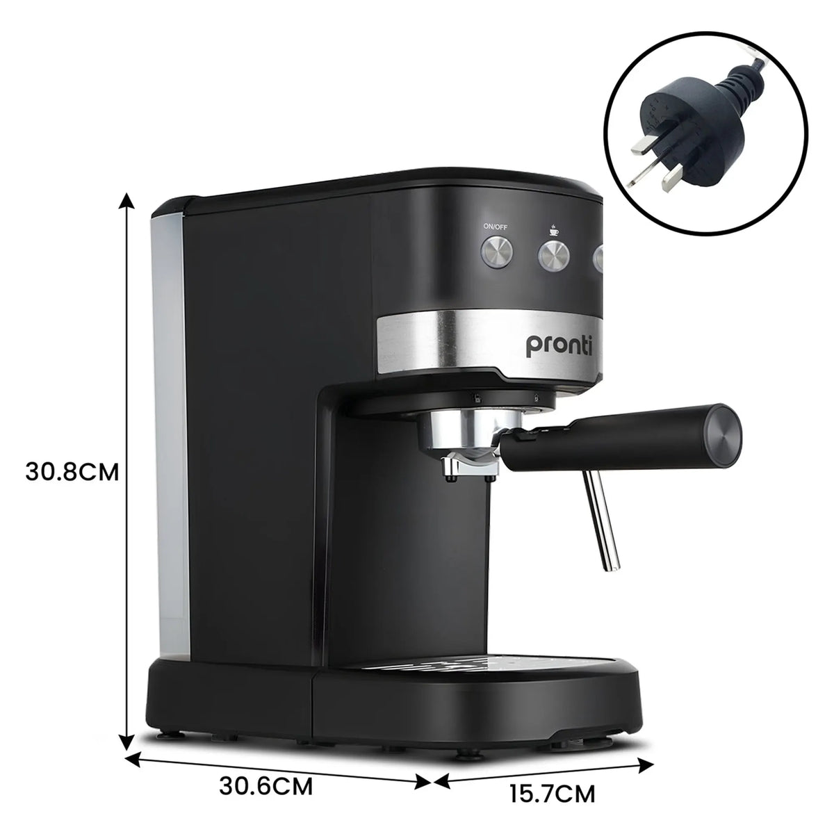 Pronti Breakfast Set with Rose Gold Kettle & Toaster with 1.2L Espresso Machine - Black - Image 6