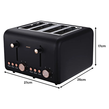 Pronti Breakfast Set with Rose Gold Kettle & Toaster with 1.2L Espresso Machine - Black - Image 8