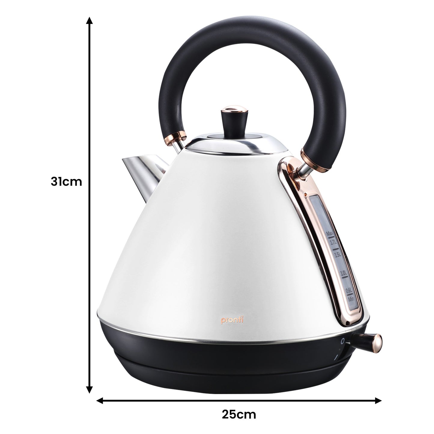 Pronti Breakfast Set with Rose Gold Kettle & Toaster with 1.2L Espresso Machine - White - Image 7