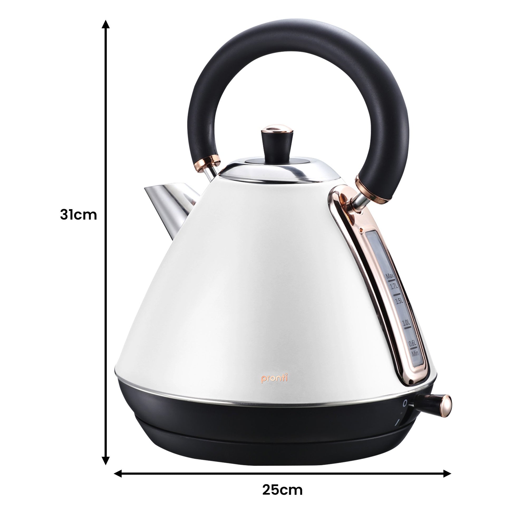 Pronti Breakfast Set with Rose Gold Kettle & Toaster with 1.2L Espresso Machine - White - Image 7