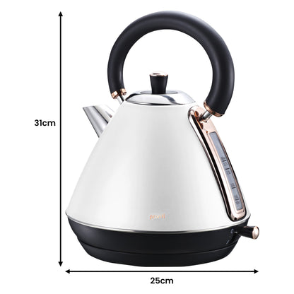Pronti Breakfast Set with Rose Gold Kettle & Toaster with 1.2L Espresso Machine - White - Image 7