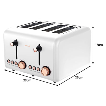 Pronti Breakfast Set with Rose Gold Kettle & Toaster with 1.2L Espresso Machine - White - Image 8