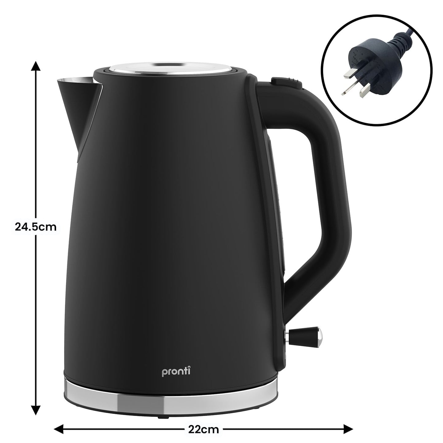 Pronti Silver Noir Collection 1.7L Electric Kettle - Image 4