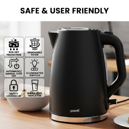 Pronti Silver Noir Collection 1.7L Electric Kettle - Image 8