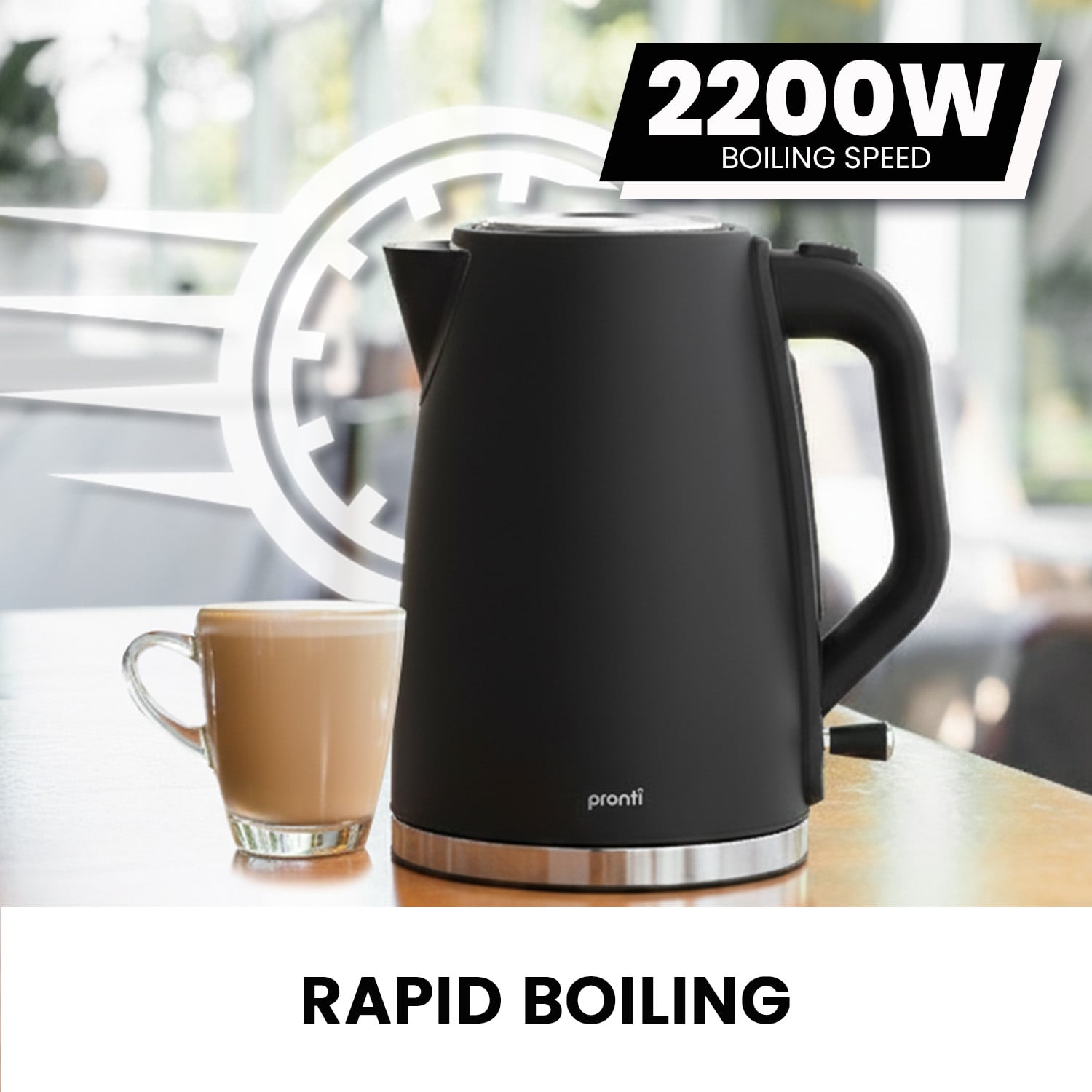 Pronti Silver Noir Collection 1.7L Electric Kettle - Image 9