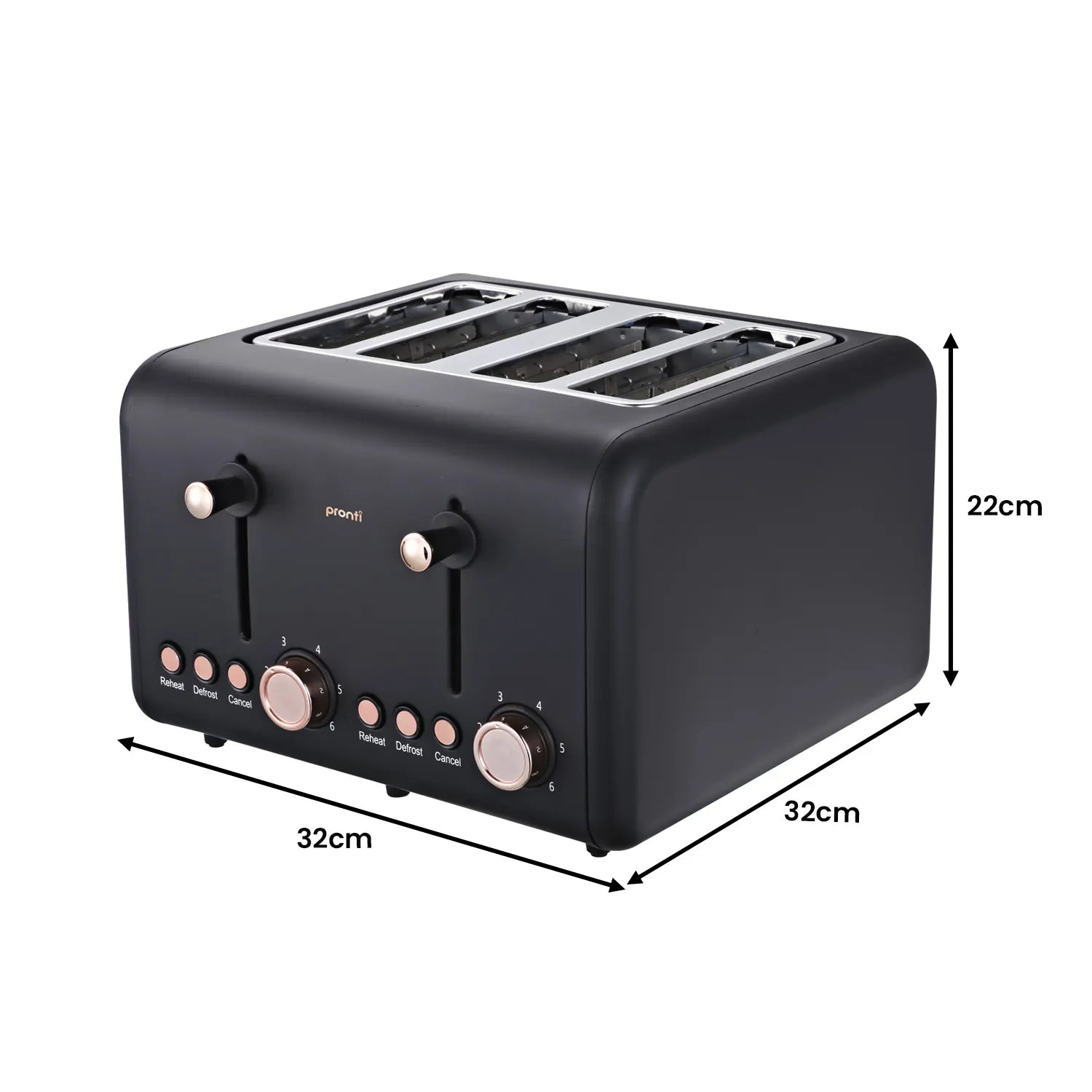 Pronti Rose Trim Collection Toaster & Kettle Bundle - Black - Image 4
