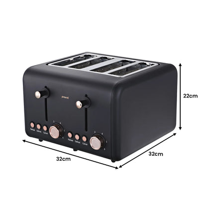 Pronti Rose Trim Collection Toaster & Kettle Bundle - Black - Image 4